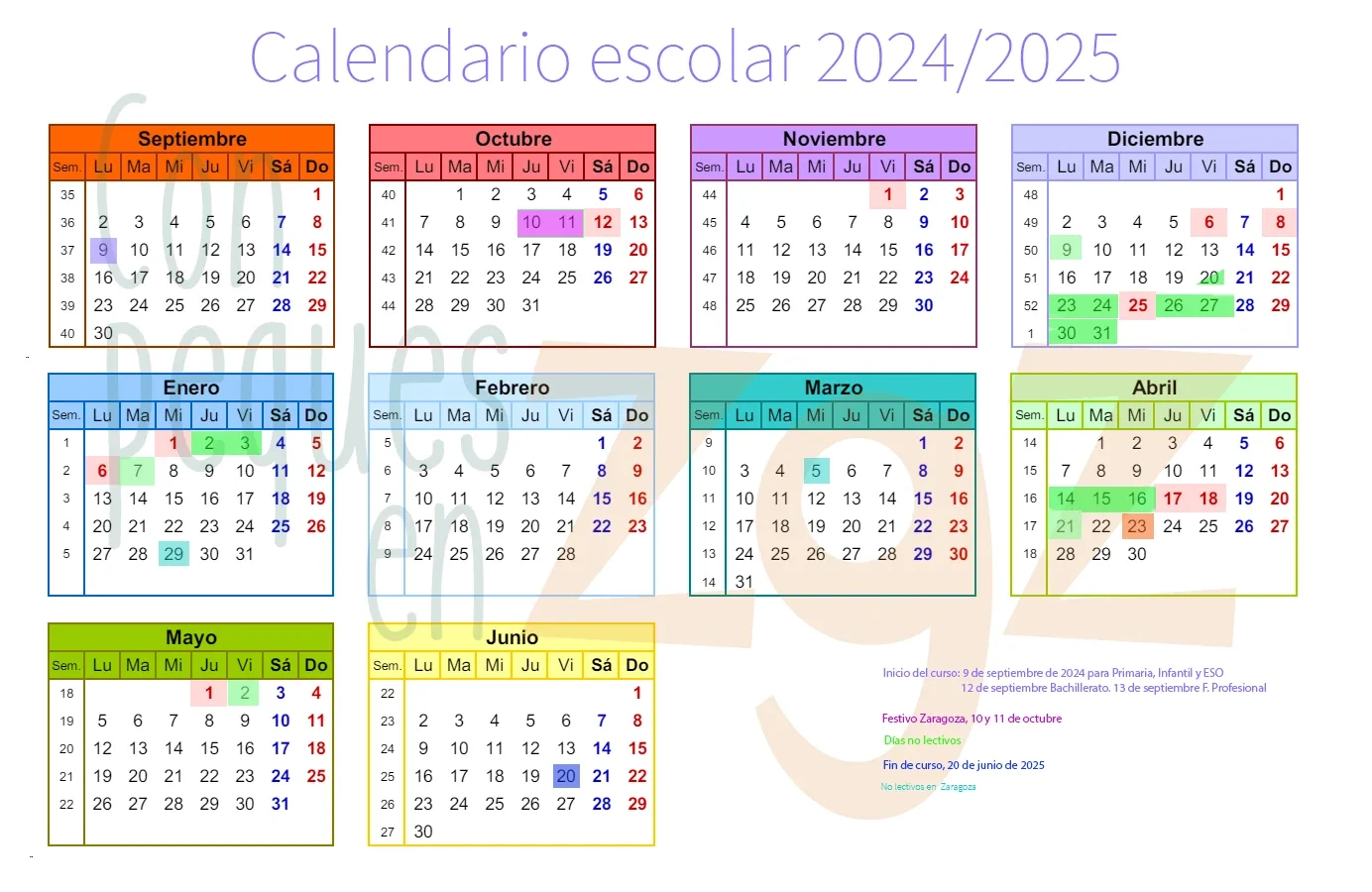 Calendario Laboral En Aragón Para 2025 - Con Peques En Zaragoza | Calendario Festivos Zaragoza 2025