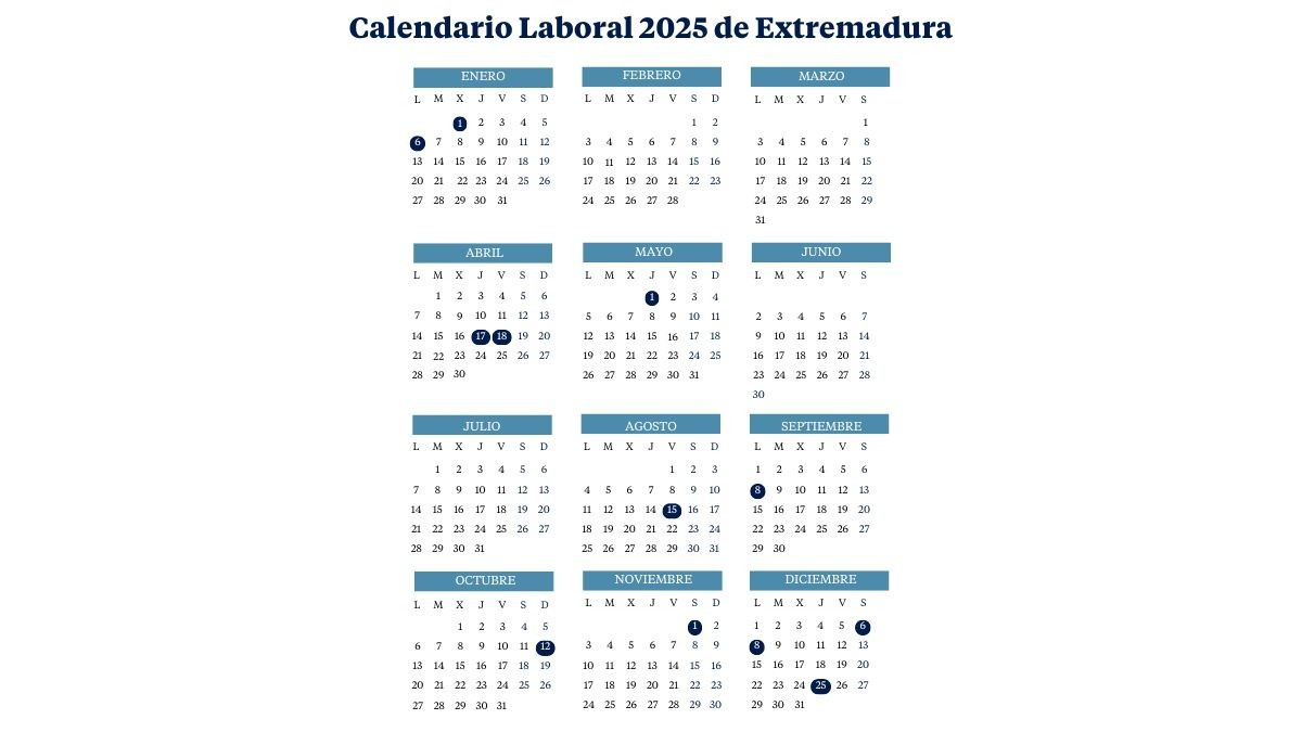 Calendario Laboral En Extremadura (2024-2025): Todos Los Puentes Y | Calendario Laboral Merida 2025
