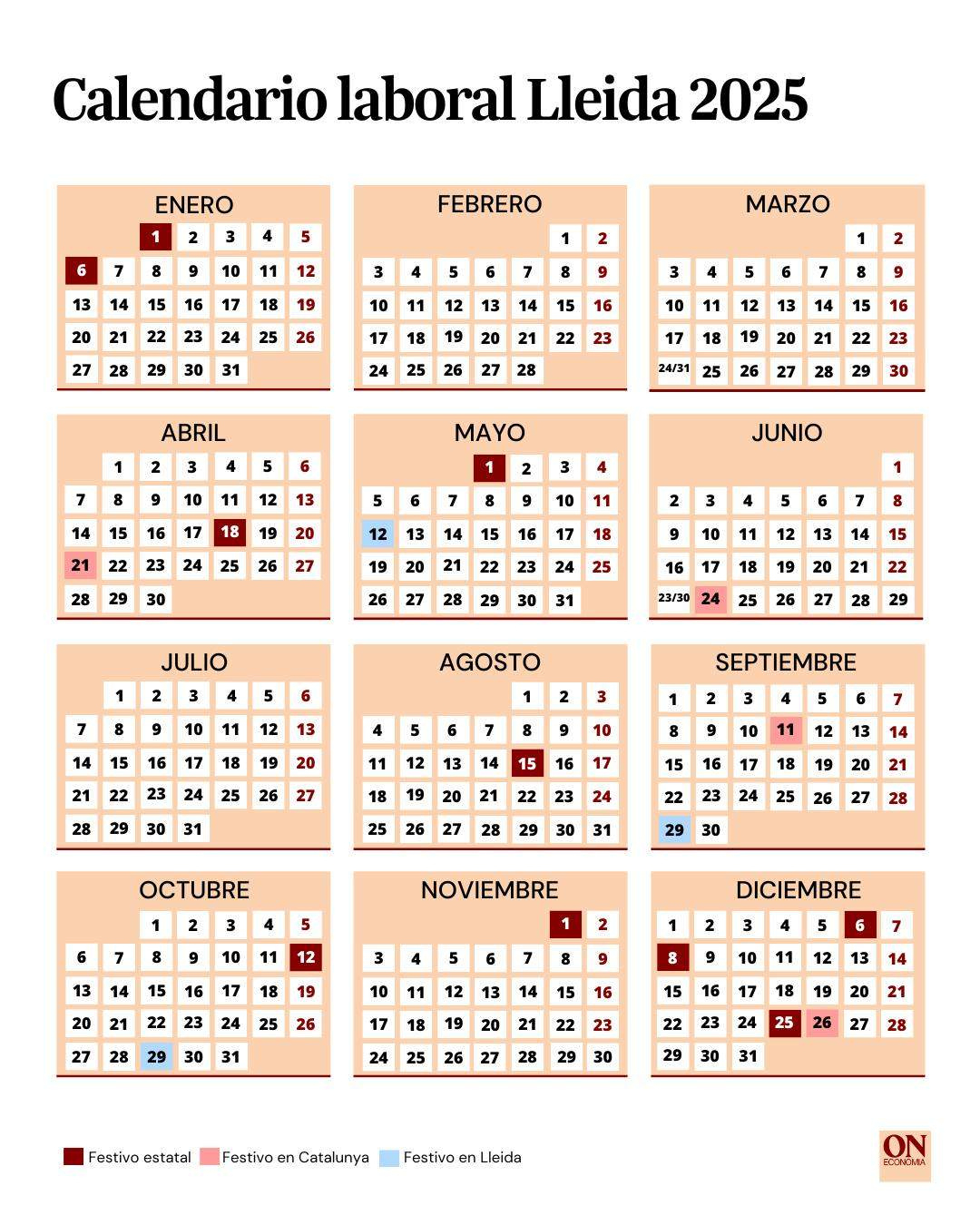 Calendario Laboral Lleida 2025: Todos Los Puentes Y Festivos | Calendari Laboral Lleida 2025
