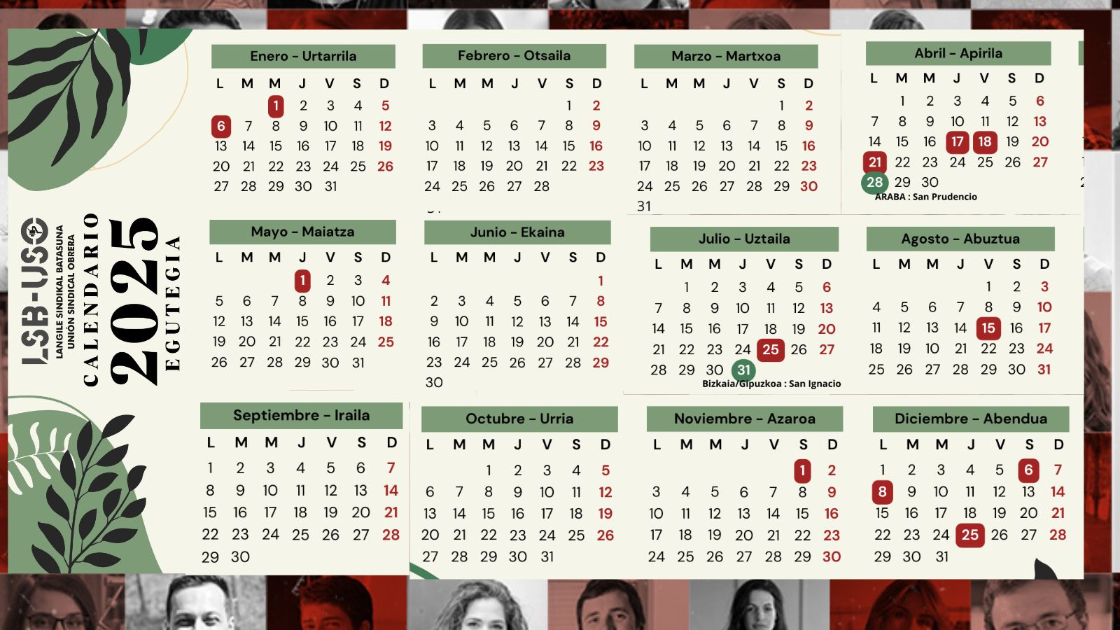 Calendario Laboral - Lsb-Uso | Calendario Laboral Construcción Bizkaia 2025