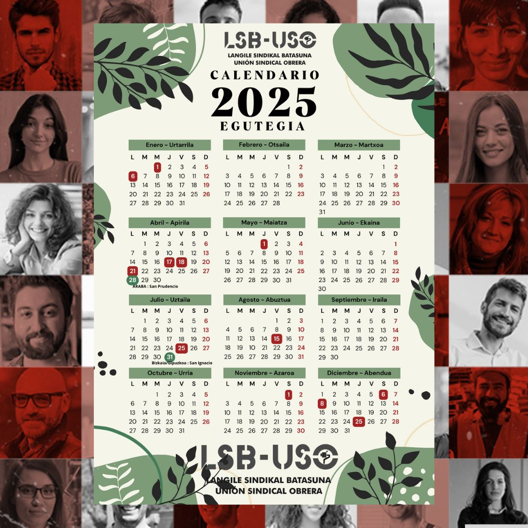 Calendario Laboral - Lsb-Uso | Calendario Laboral Construcción Bizkaia 2025