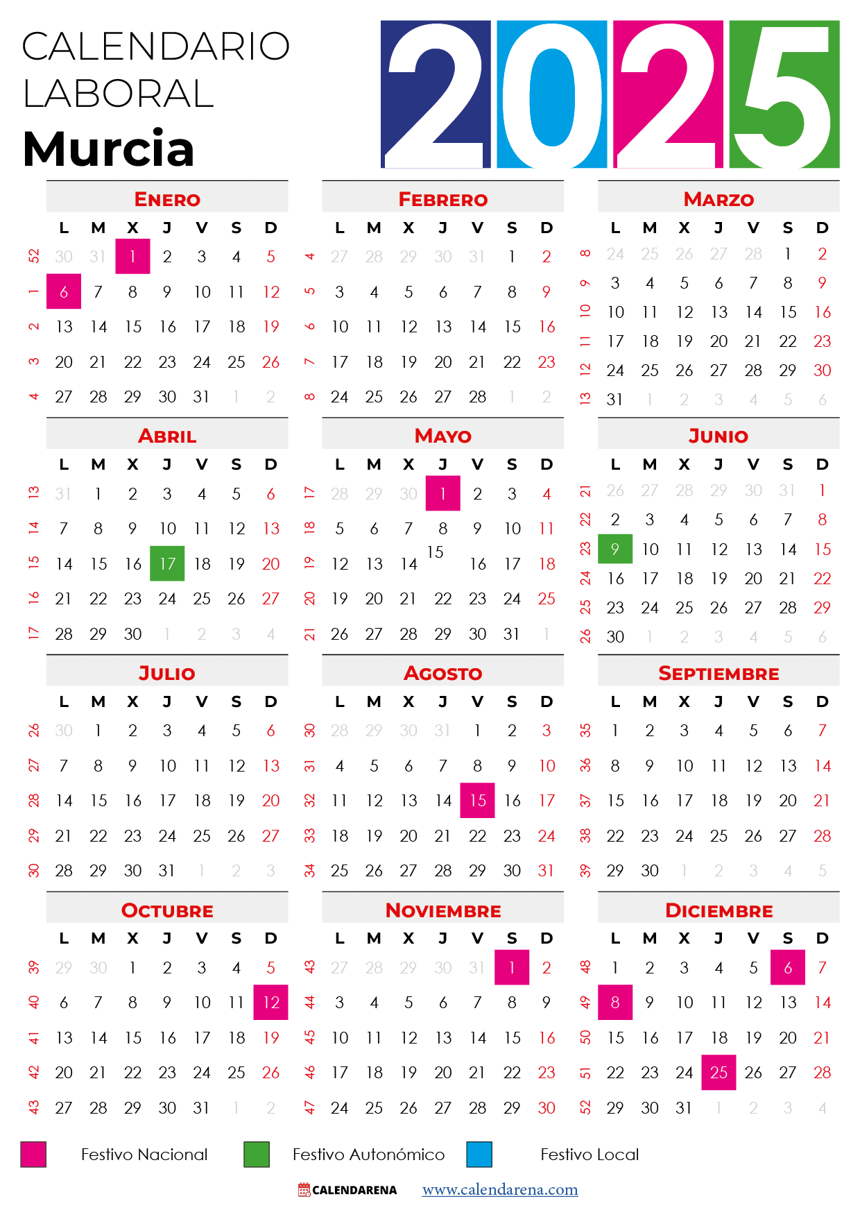 Calendario Laboral Murcia 2025 Pdf | Calendario Laboral Murcia 2025