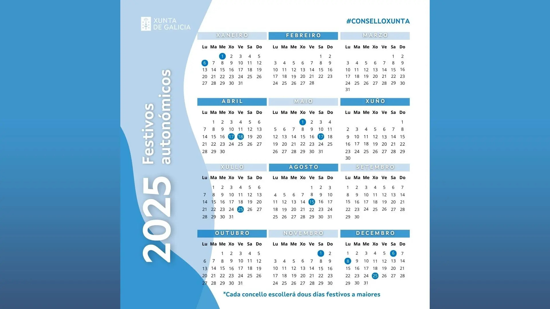 Calendario Laboral Para 2025 De Galicia: Consulta Cuándo Caen Los | Calendario 2025 Festivos Galicia