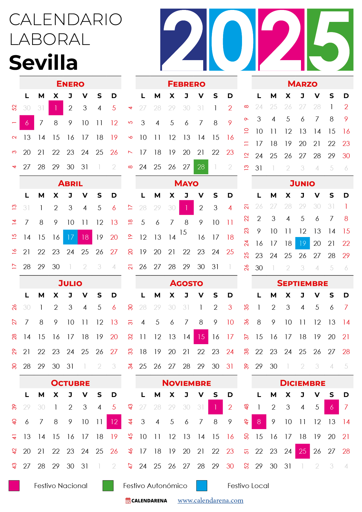 Calendario Laboral Sevilla 2025 Pdf | Calendario Laboral 2025 Sevilla
