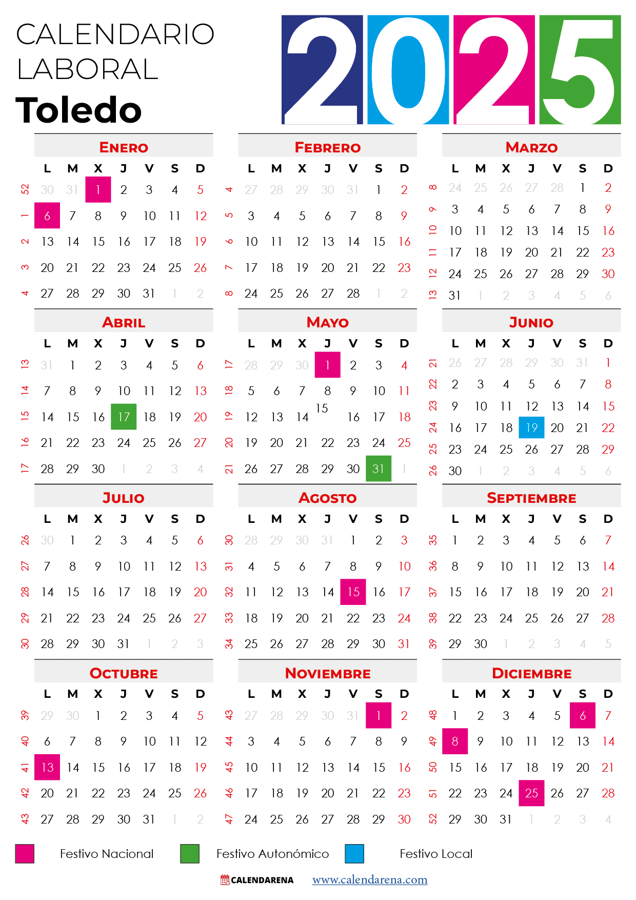 Calendario Laboral Toledo 2025 Pdf | Calendario Laboral 2025 Toledo Capital