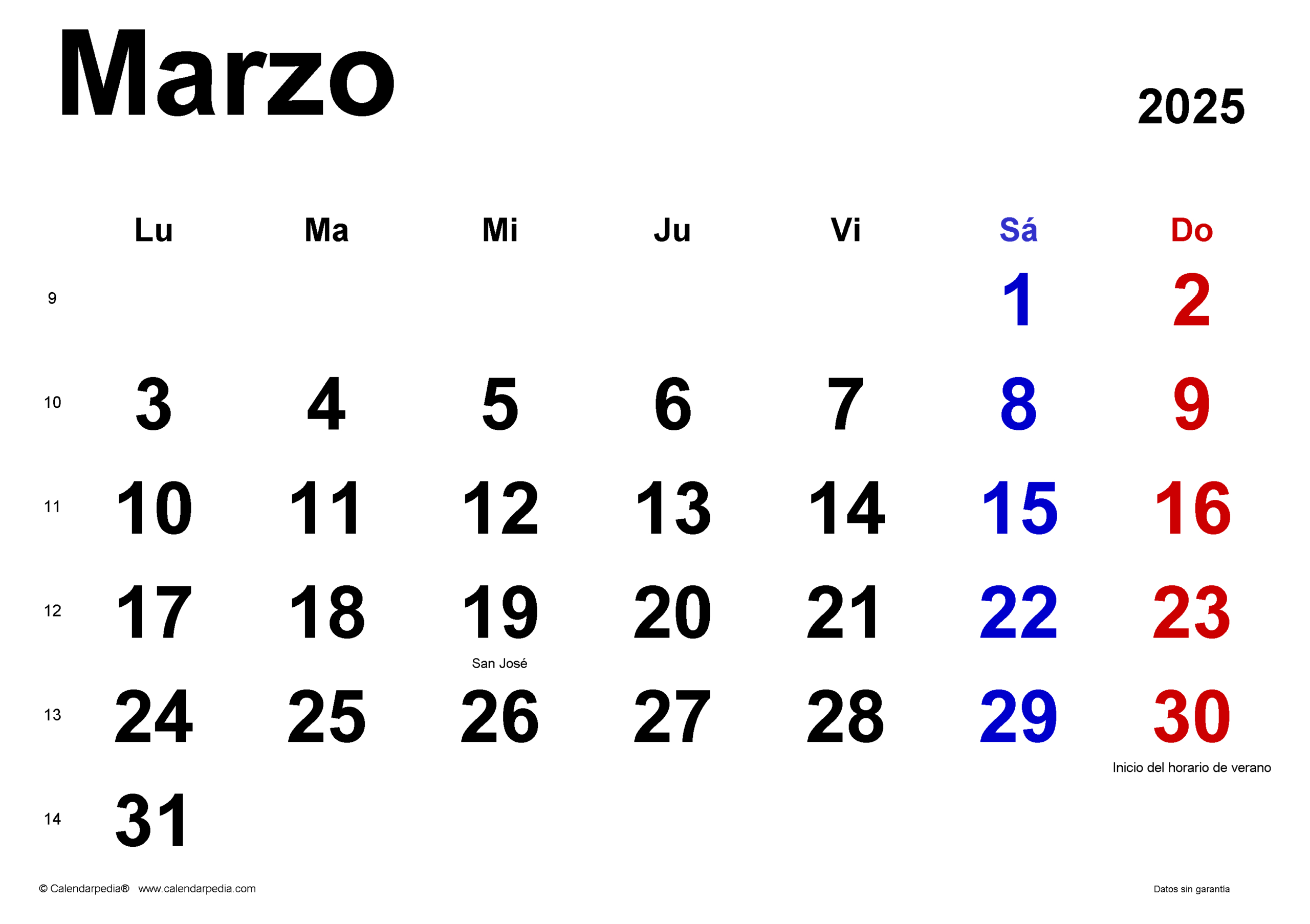 Calendario Marzo 2025 En Word, Excel Y Pdf - Calendarpedia | Calendario De Marzo Del 2025