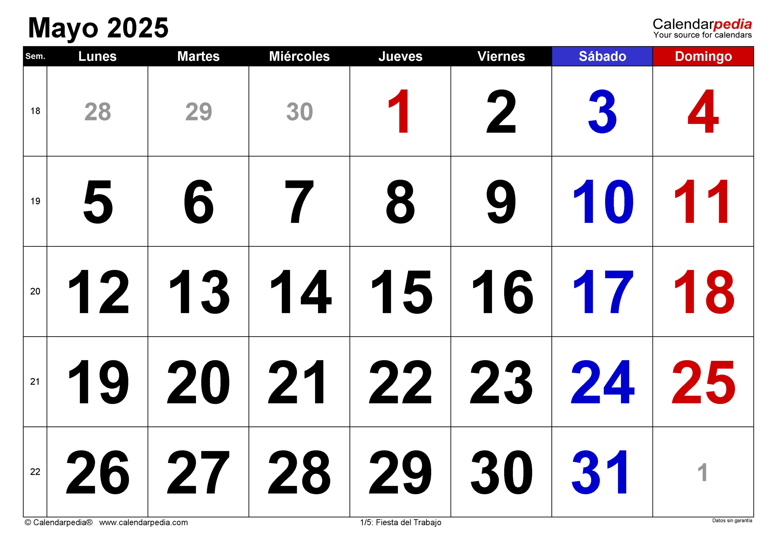 Calendario Mayo 2025 En Word, Excel Y Pdf - Calendarpedia | Calendario De Mayo 2025