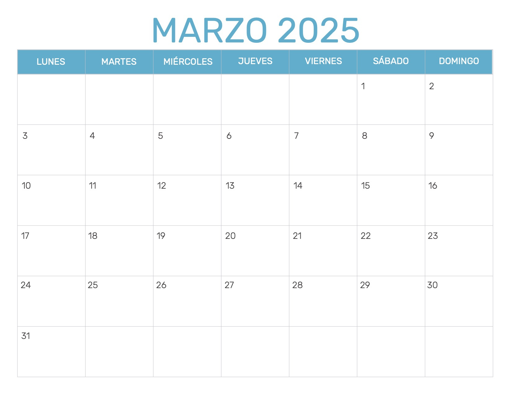 Calendario Mensual 2025 Para Imprimir - Descarga Gratis En Pdf | Calendario Mensual 2025 Para Imprimir