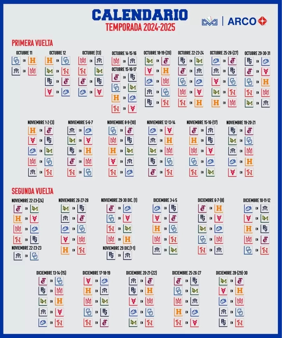 Calendario Oficial De La Temporada 2024-2025 De La Liga Arco | Calendario De Liga 2025