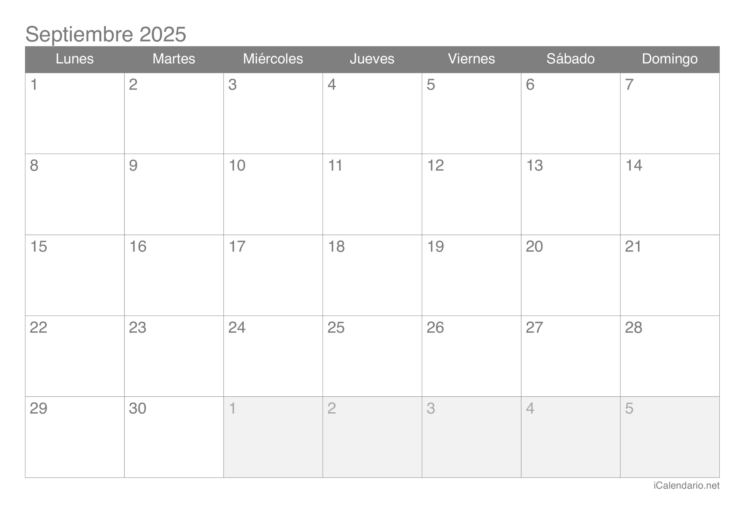 Calendario Septiembre De 2025 Para Imprimir | Calendario Septiembre 2025 Para Imprimir