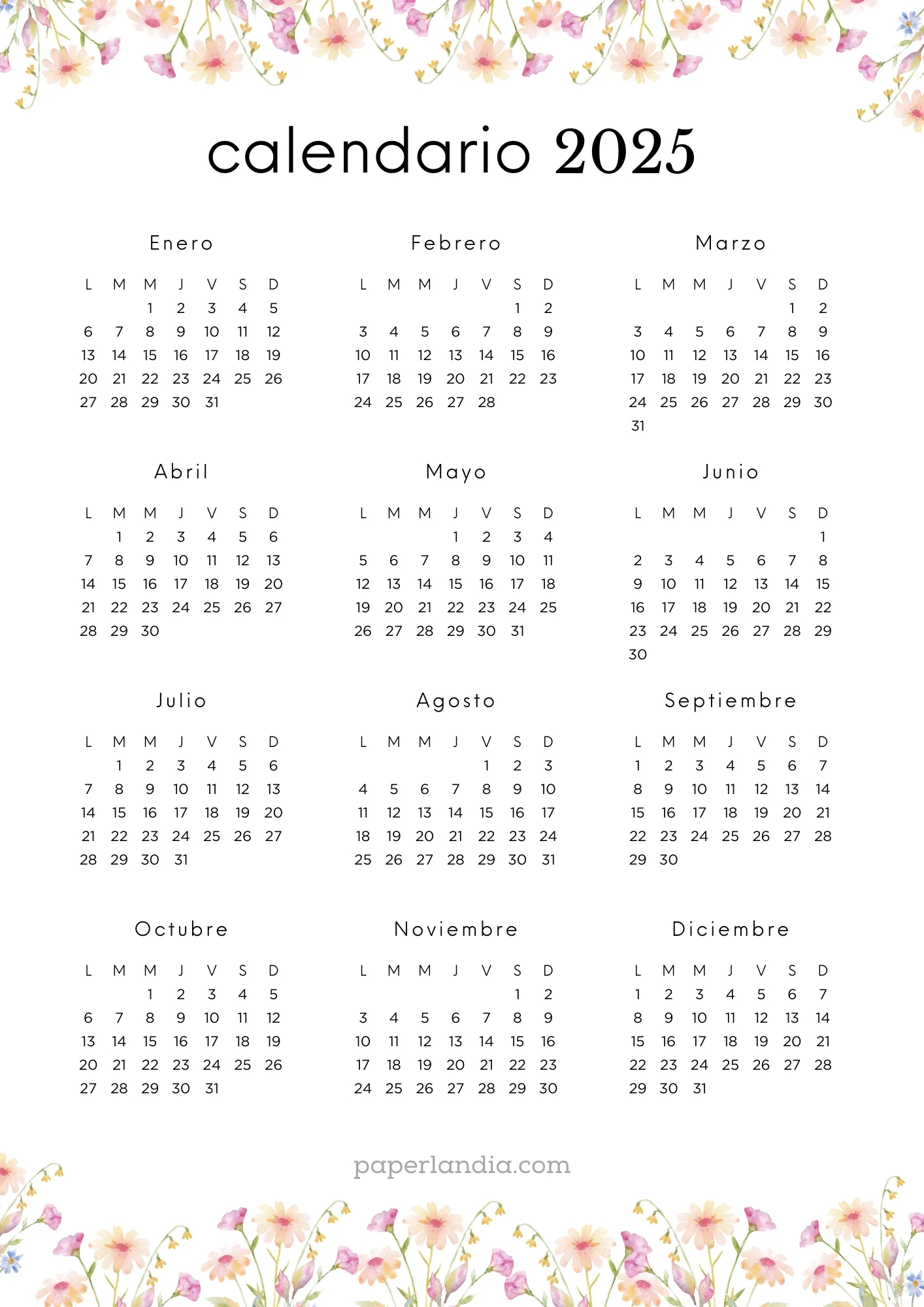 Calendarios 2025 Anuales Y Mensuales 】▷ Pdf Gratis | Calendario 2025 Para Imprimir Gratis