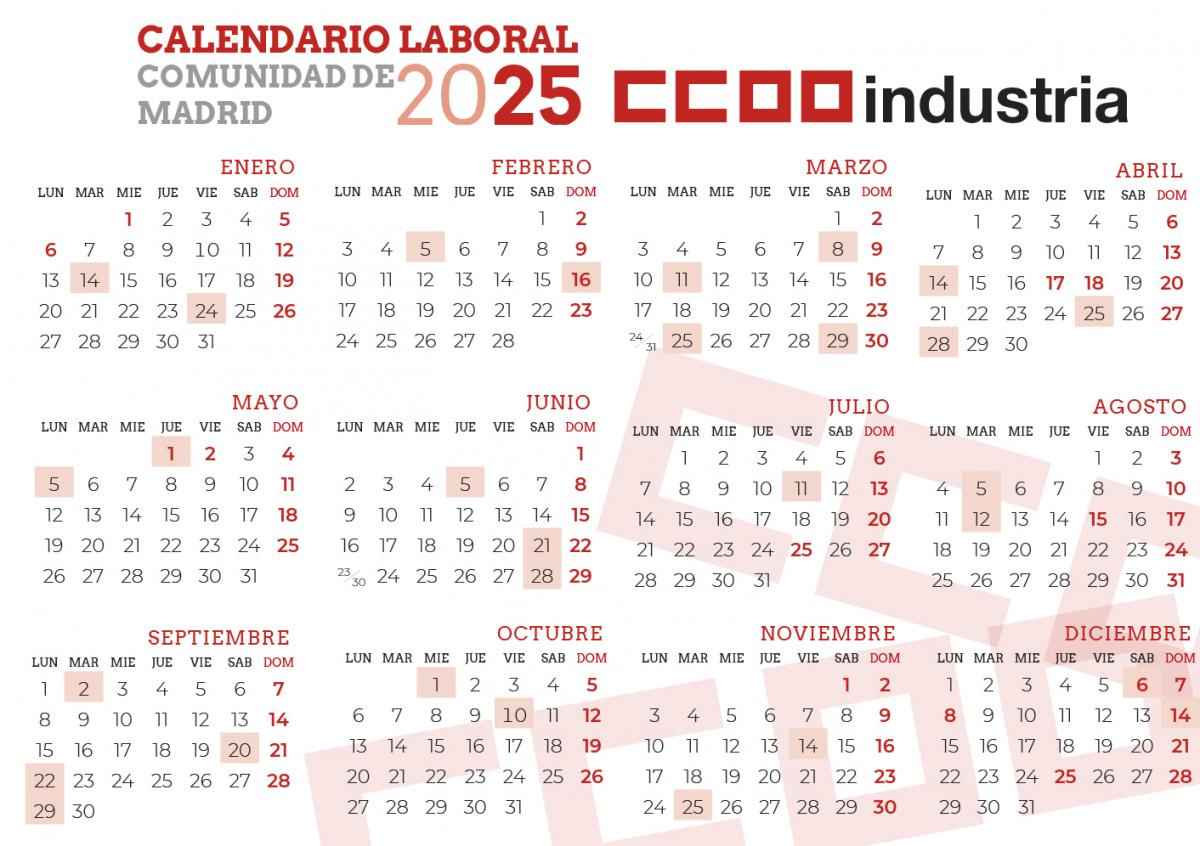 Ccoo De Industria De Madrid | Calendario Laboral Getafe 2025