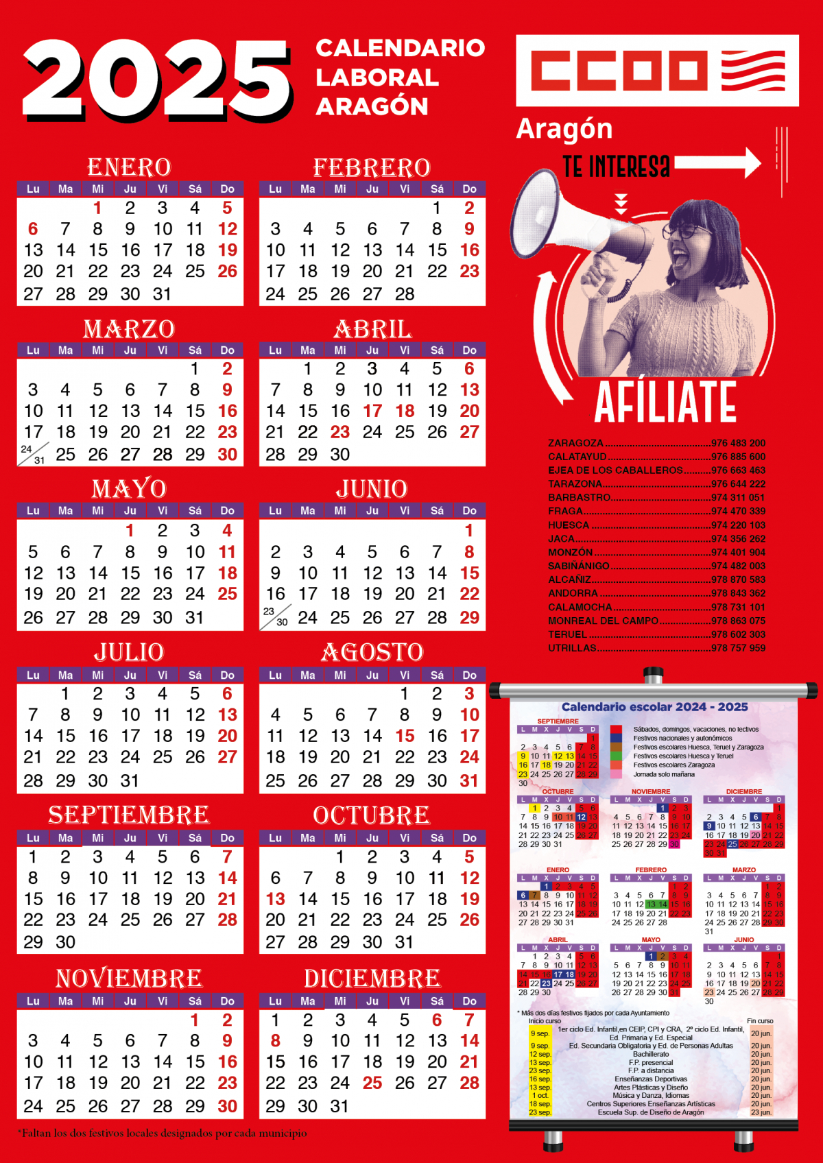 Comisiones Obreras De Aragón | Calendario Laboral 2025 Aragon