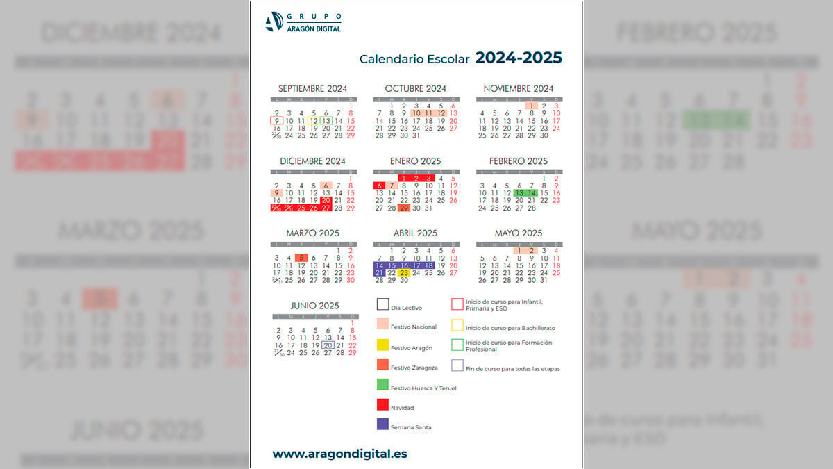 Consulta El Calendario Escolar De Zaragoza 2024-2025: Todos Los | Calendario Escolar 2025 Zaragoza