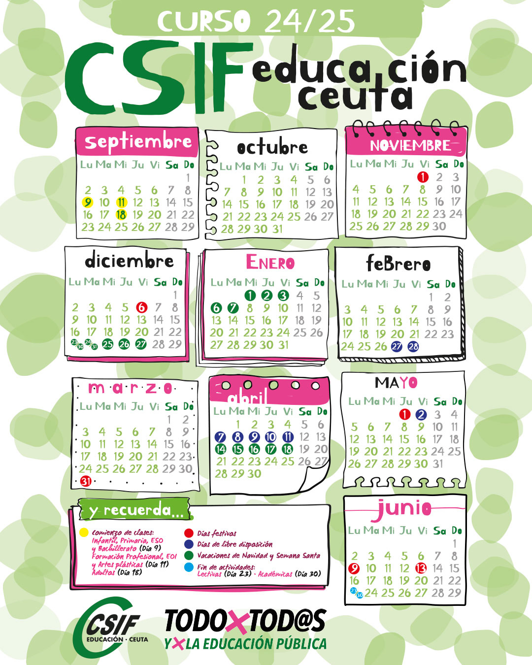 Csif | Calendario Escolar 24/25 Ceuta | Calendario Escolar Ceuta 2025