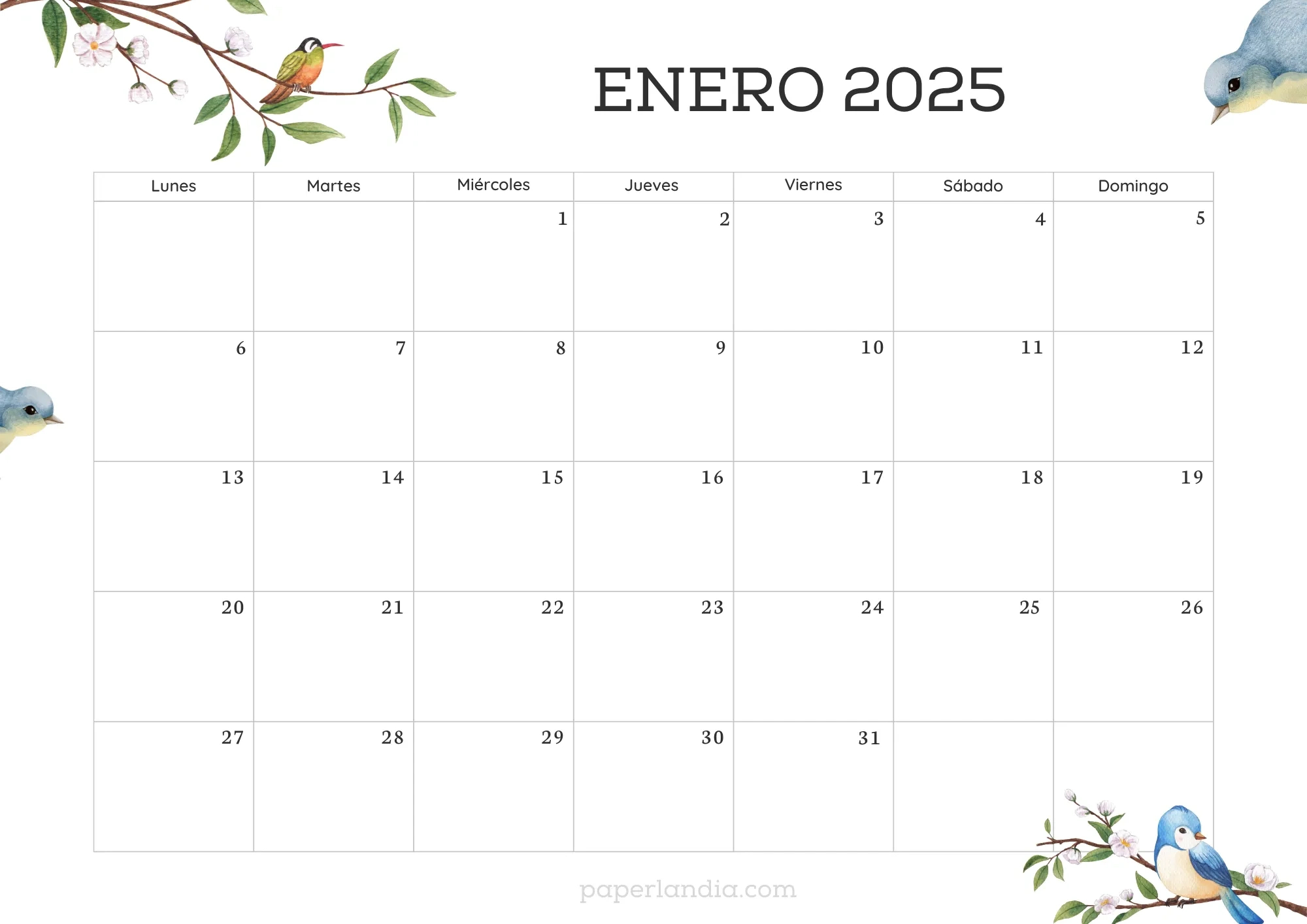 ▷ Calendario 2025 Mensual Para Descargar Gratis | Calendario 2025 Mensual