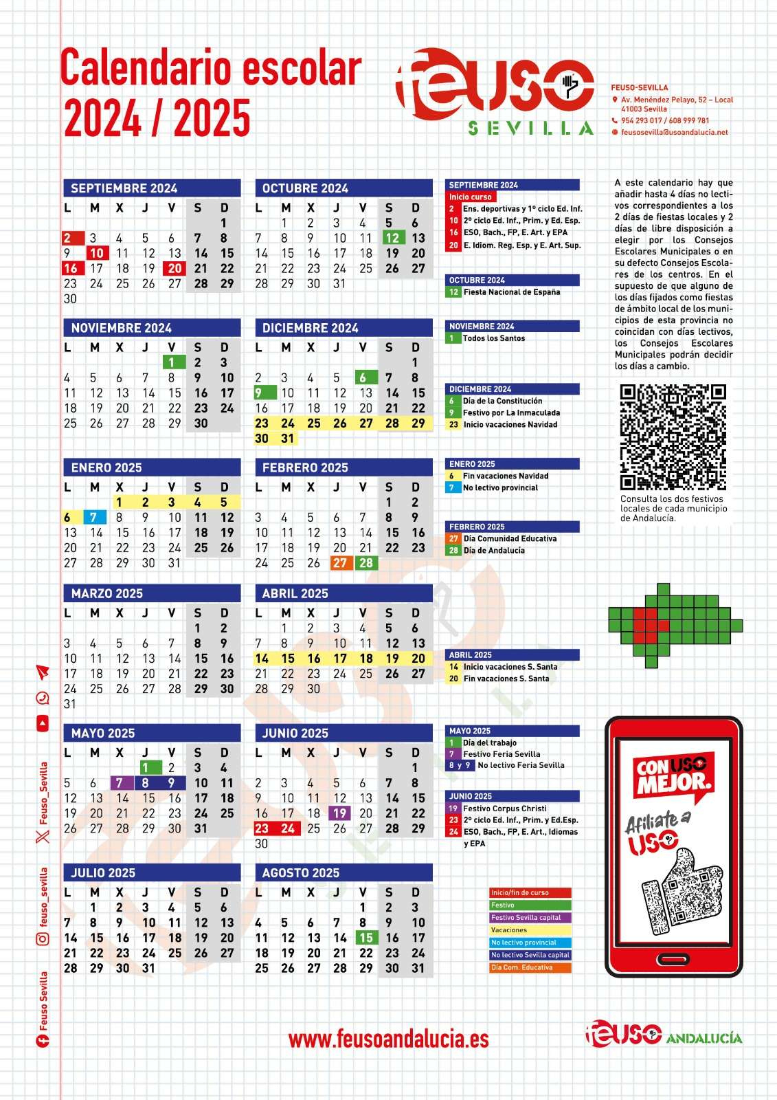El Consejo Municipal Escolar De Sevilla Fija Los Días De Libre | Calendario Laboral 2025 Sevilla Capital