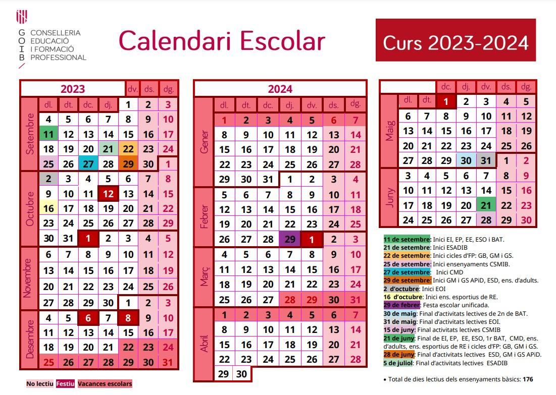 El Curso Escolar 2023-2024 Empezará El Día 11 De Septiembre Y | Calendario Escolar Baleares 2025