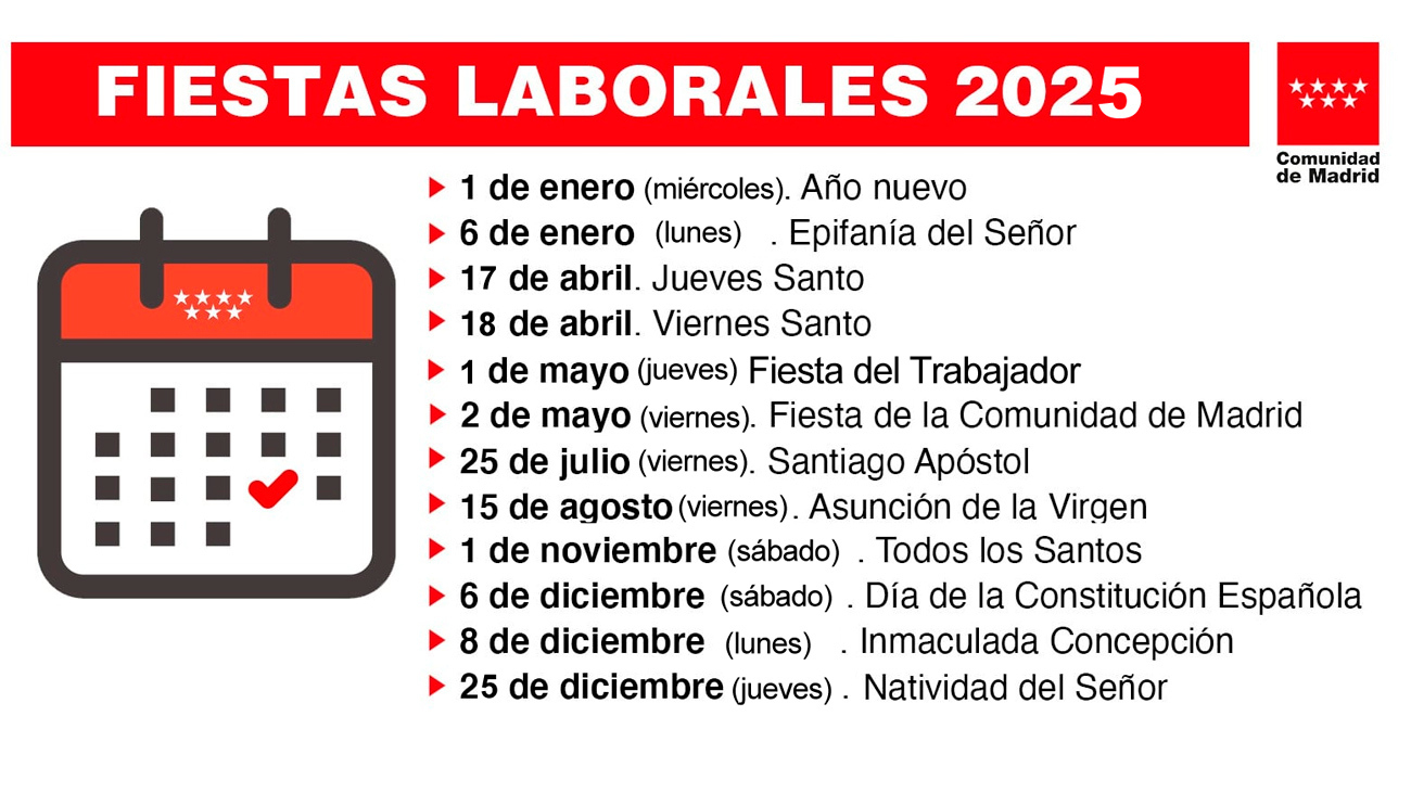 Este Es El Calendario De Festivos En La Comunidad De Madrid Para | Calendario Festivo Madrid 2025