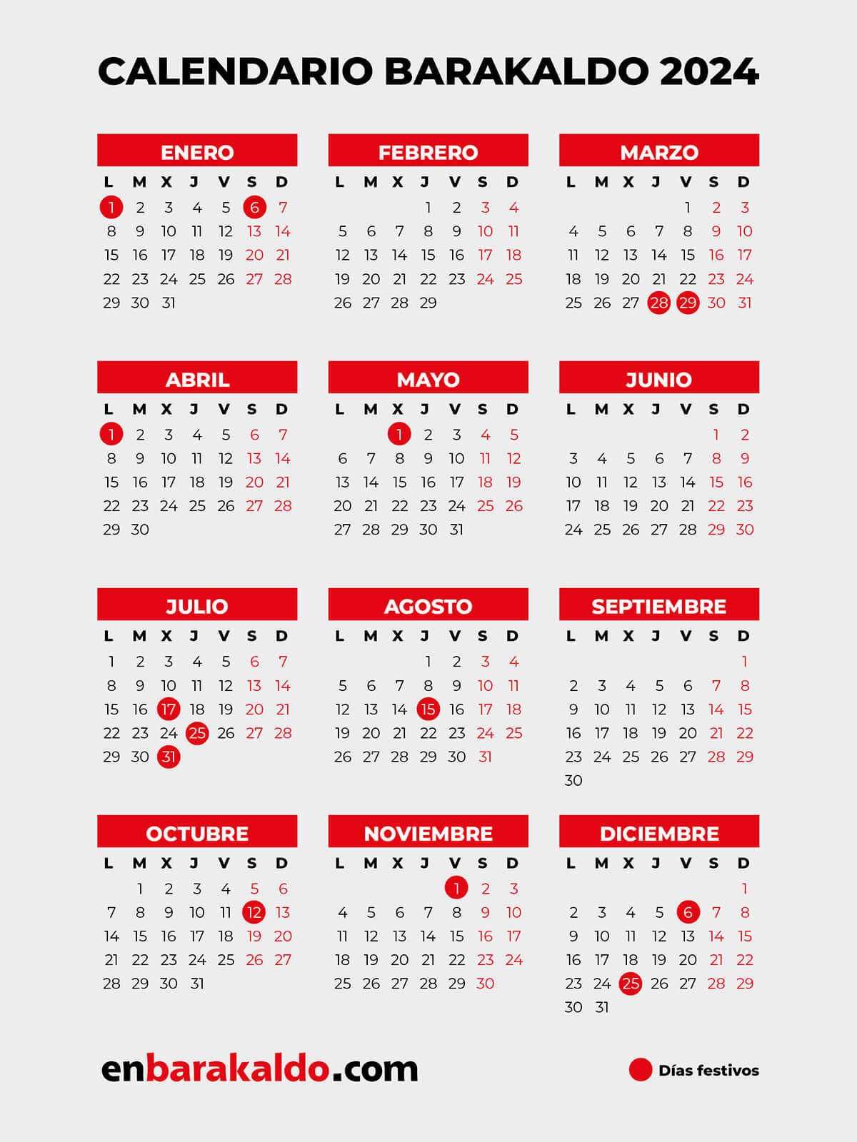 Este Es El Calendario Laboral De Barakaldo Para El Año 2024 | Calendario Laboral Barakaldo 2025