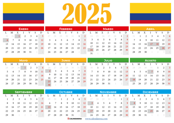 Calendario Año 2025 Colombia