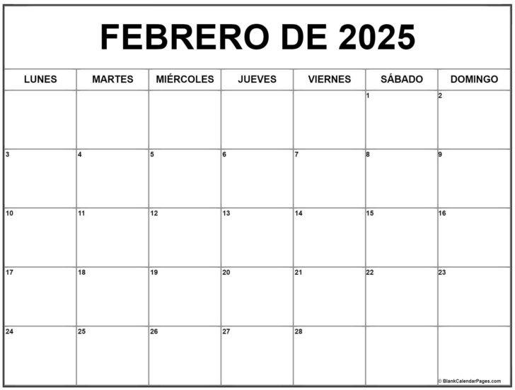 Calendario Febrero 2025 Para Imprimir