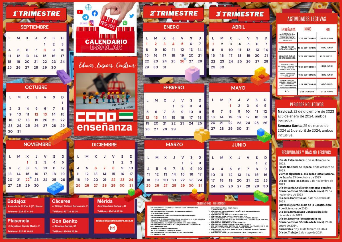 Federación De Enseñanza De Ccoo De Extremadura | Calendario Escolar Extremadura 2025