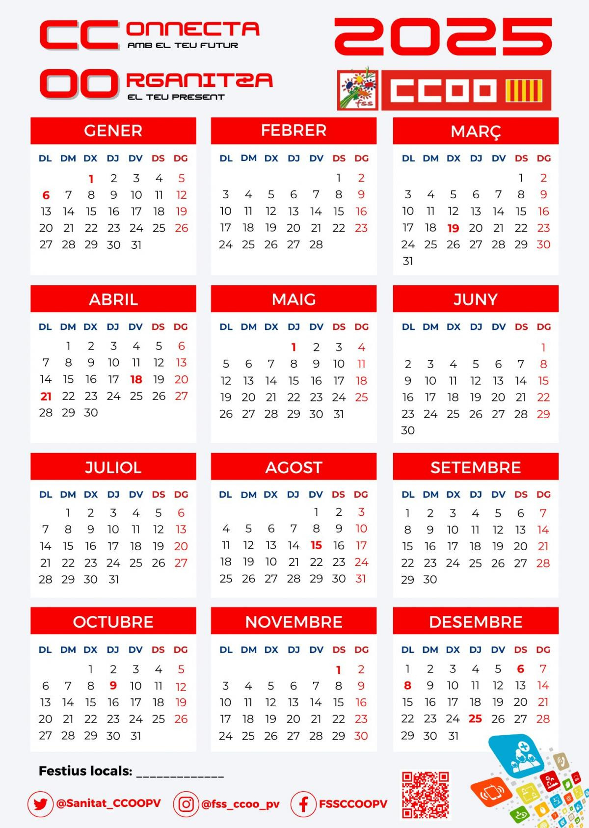 Federación De Sanidad Y Sectores Sociosanitarios De Ccoo País Valencià | Calendario Comunidad Valenciana 2025