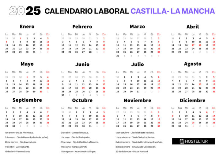 Calendario 2025 Castilla-La Mancha