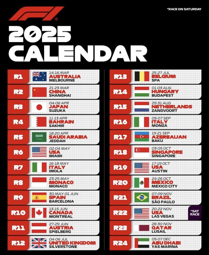 Formel 1 | Kalender 2025 Angekündigt, Weltanbruch In Melbourne! | Formula 1 2025 Calendario
