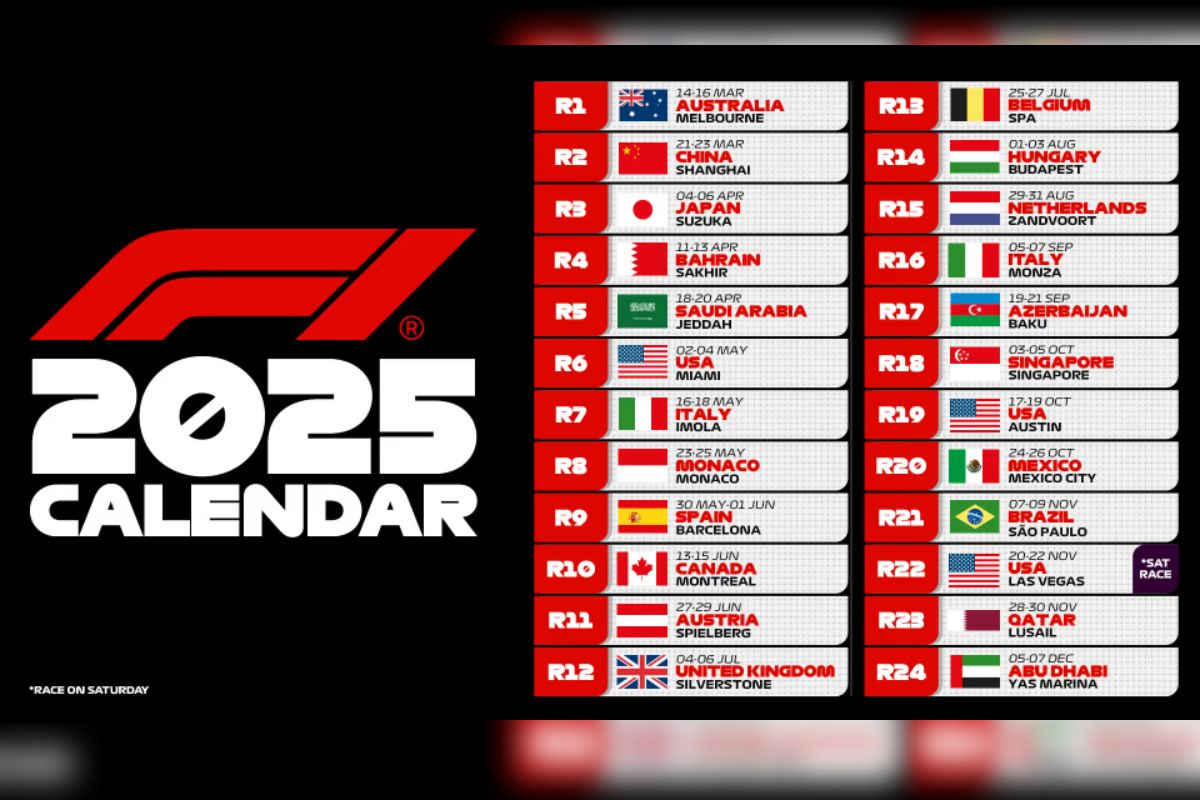 Fórmula 1 Divulga Calendário De 2025 Com 24 Corridas. Veja Datas | Calendario Moto Gp 2025