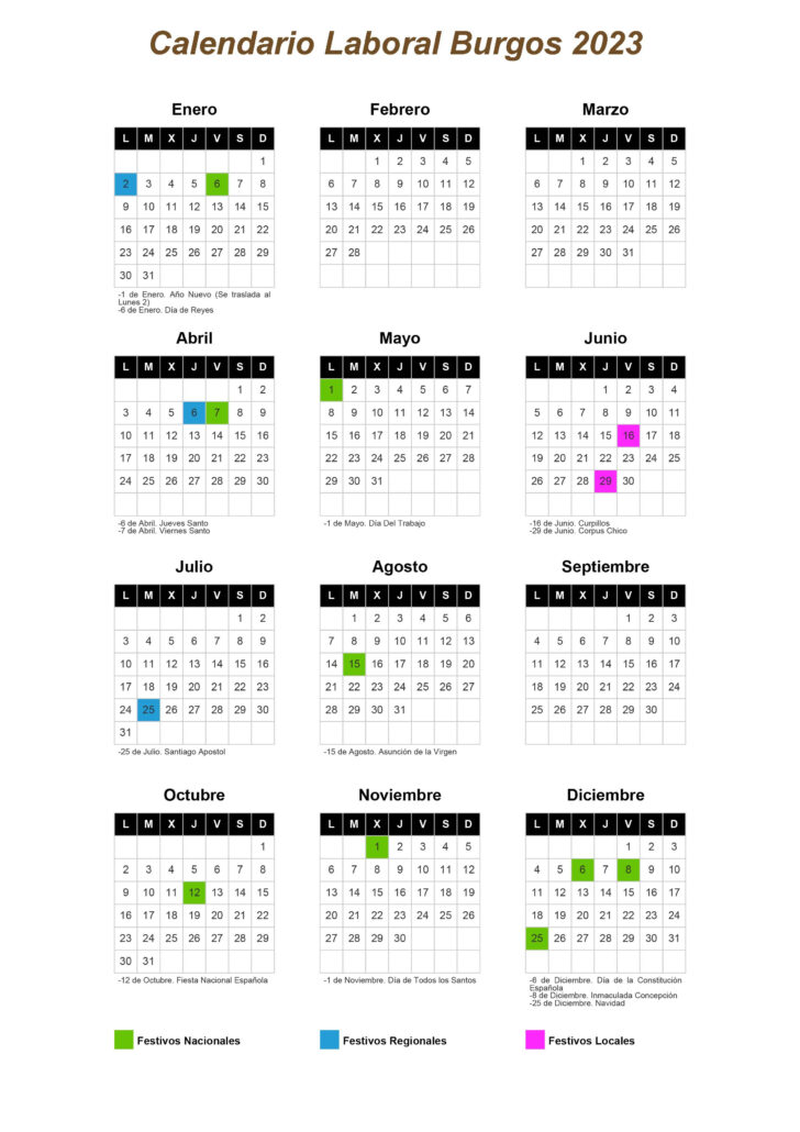 Calendario Laboral Burgos 2025