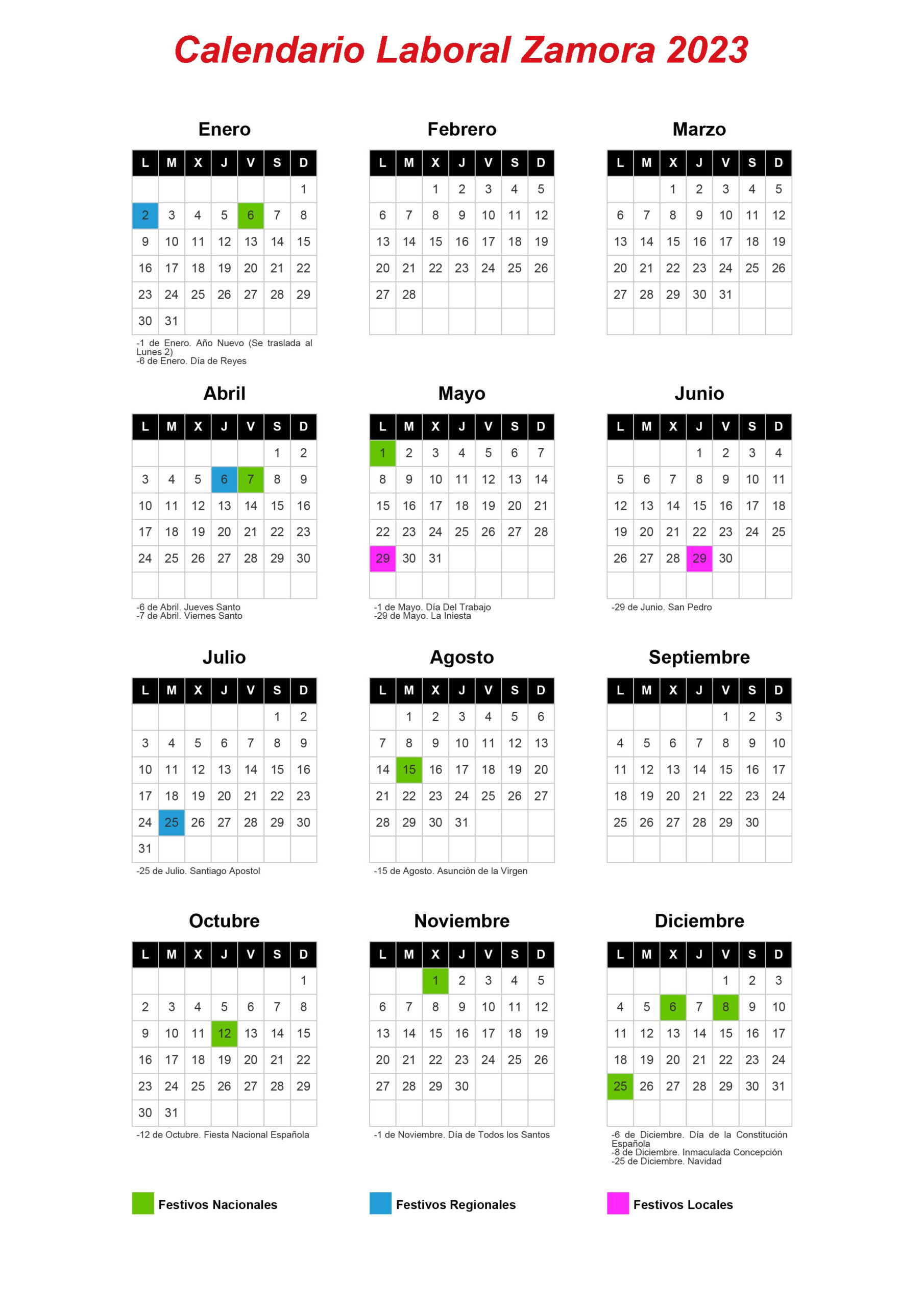 Ilustre Colegio De Procuradores De Zamora | C.laboral | Calendario Laboral Zamora 2025