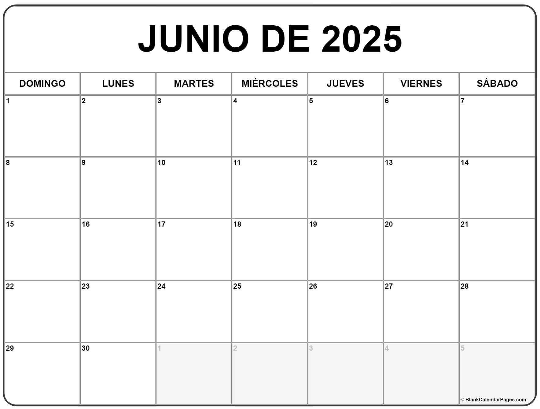 Junio De 2025 Calendario Gratis | Calendario Junio | Calendario Junio 2025 Para Imprimir