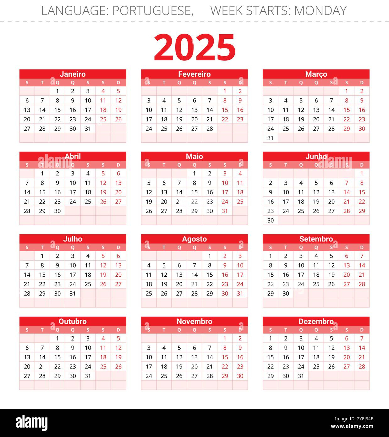 Kalender 2025 Portugal -Fotos Und -Bildmaterial In Hoher Auflösung | Calendario Laboral Portugal 2025