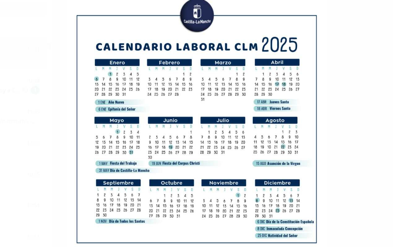 Los 12 Festivos De Castilla-La Mancha En 2025: Así Quedan Los | Calendario Laboral Castilla-La Mancha 2025
