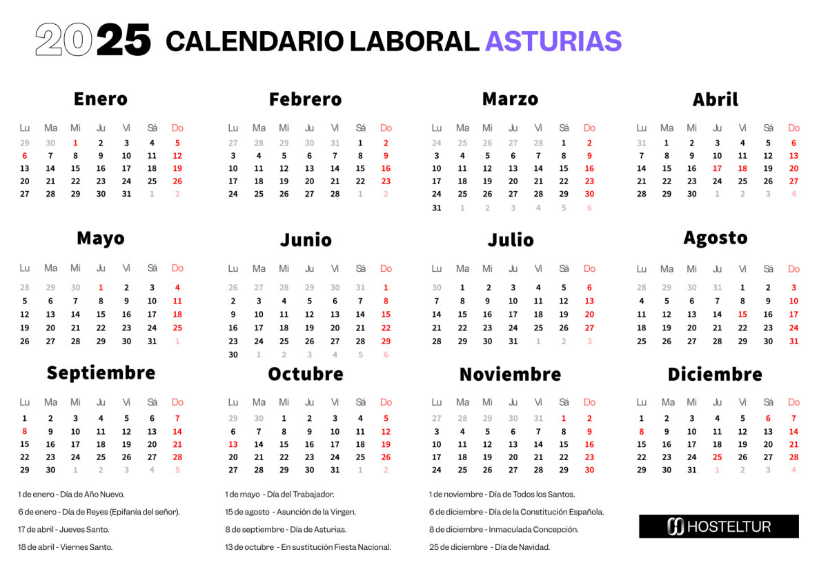 Los Festivos Y Puentes Que Podrás Disfrutar En 2025 Si Eres De | Calendario Laboral 2025 Oviedo