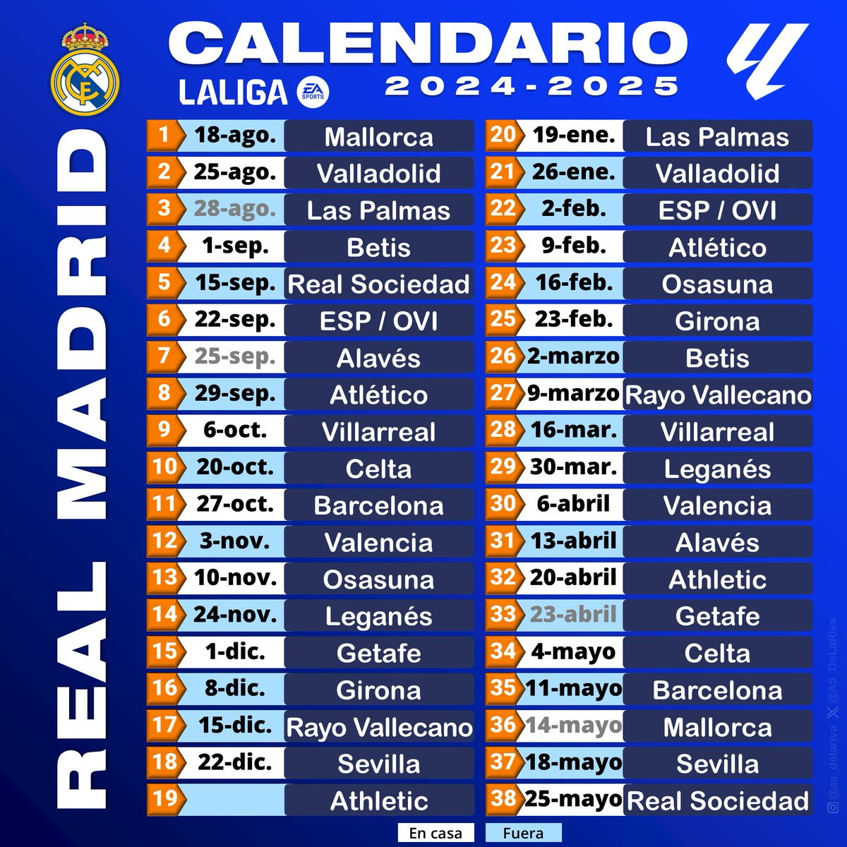 Mario De La Riva ⚽📰 Sa X: &amp;quot;🗓️ Calendario Del Real Madrid En | Real Madrid Calendario 2025