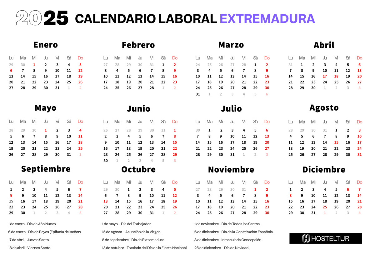 Todos Los Festivos Y Puentes Que Podrás Disfrutar Si Eres De | Calendario Laboral Caceres 2025