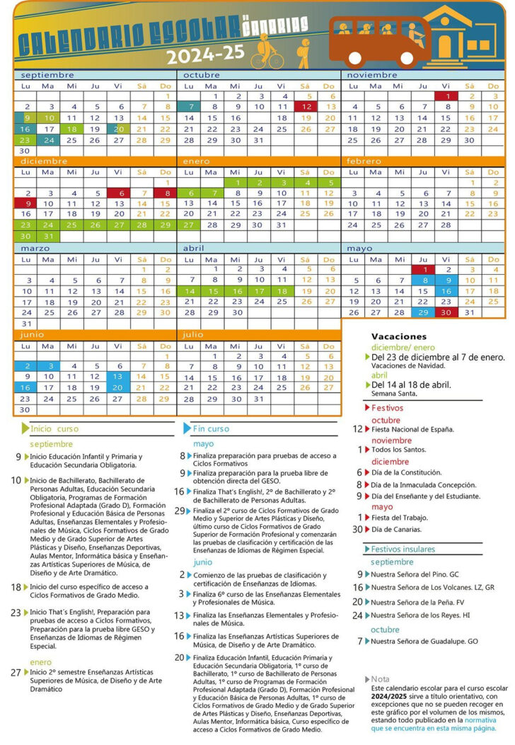 Calendario Escolar Canarias 2025