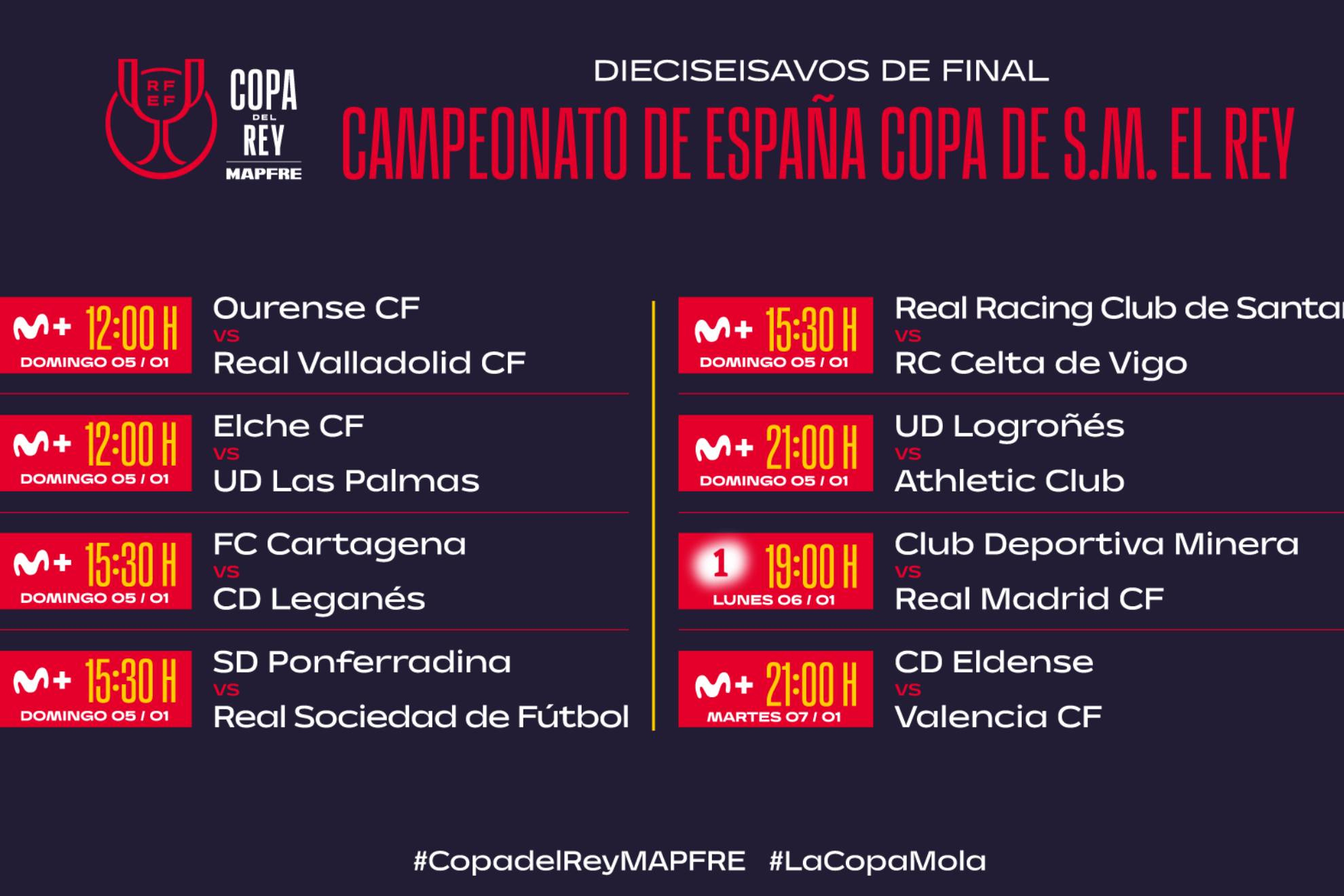 Ya Se Conocen Los Horarios De Copa Del Rey De Dieciseisavos De | Calendario Copa Del Rey 2025
