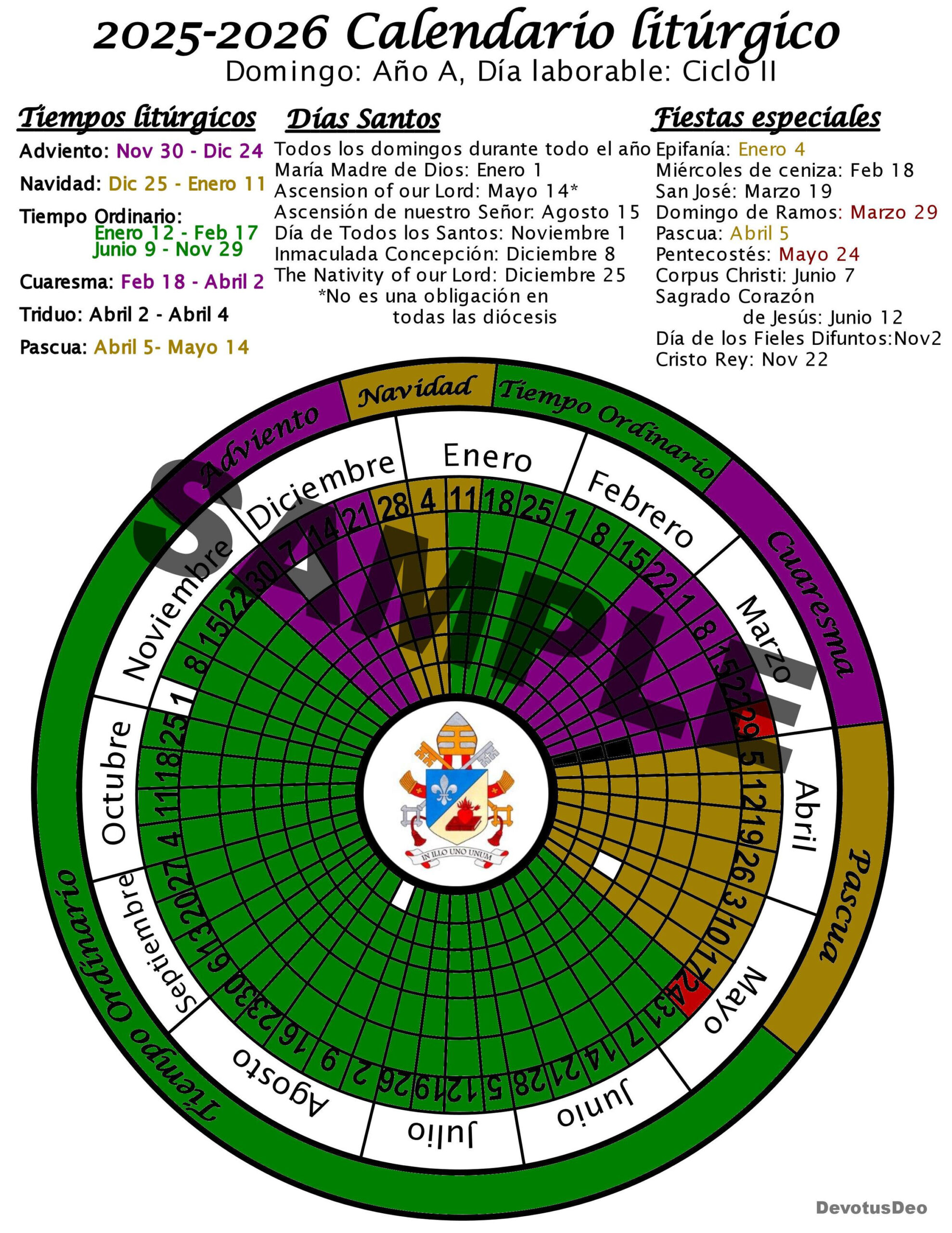 2026 Calenderio Litúrgico | Unverwechselbar | Cat Lica | Calendario Litúrgico 2026