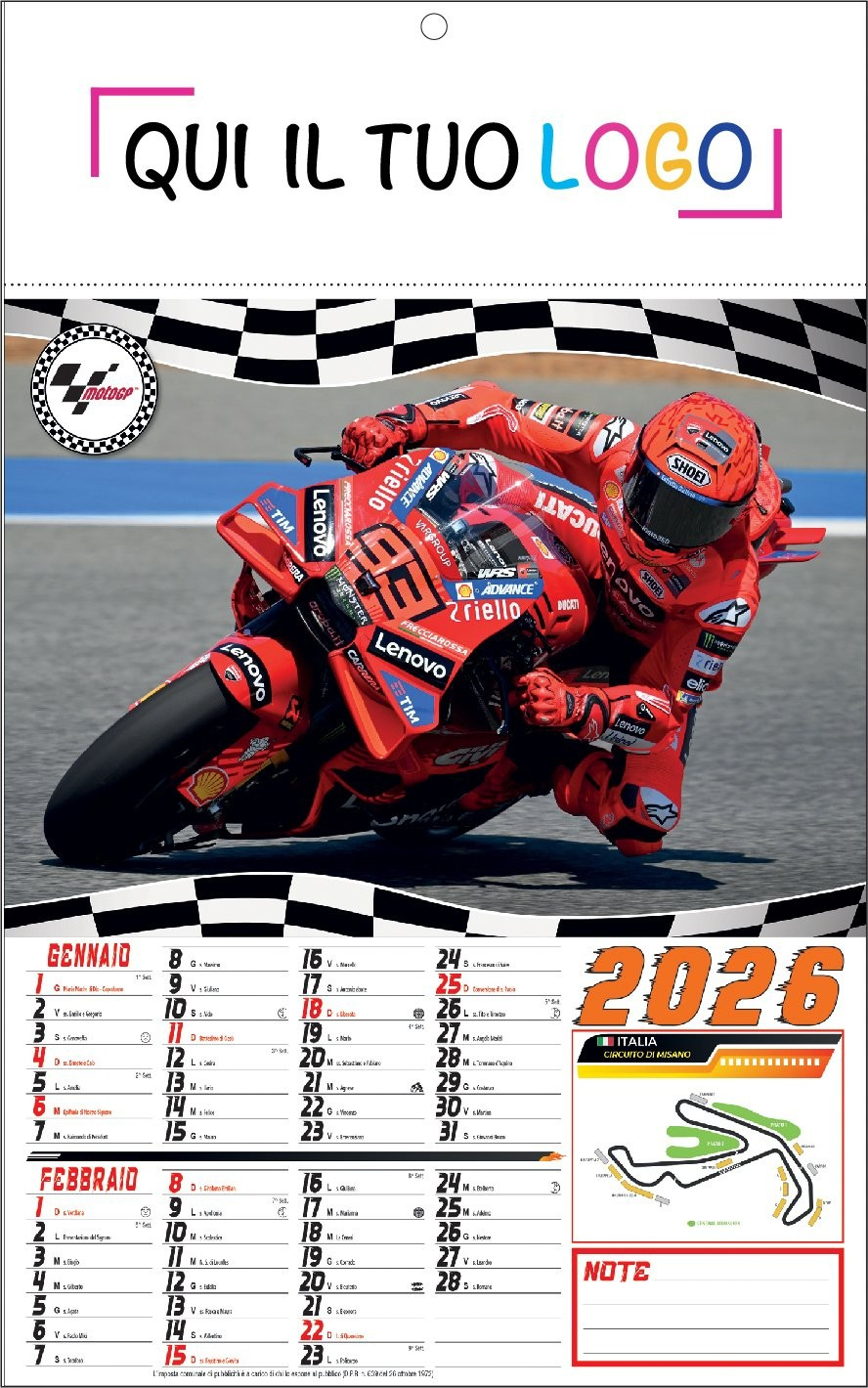 Calendari Moto Gp Personalizzati 2026 ❤️ Agm | Calendario Motogp 2026