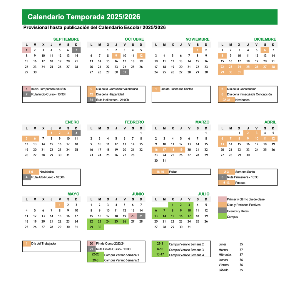 Calendario 2025/2026 | Club De Patinaje Valencia Royals | Calendario Escolar 2026 Valencia