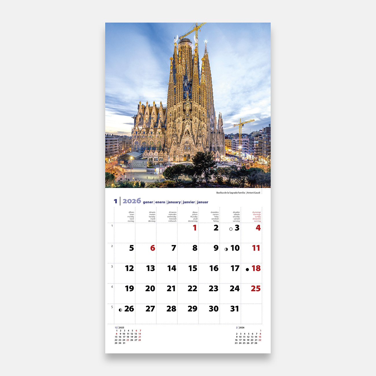 Calendario 2026 Barcelona (Barceloneta) - Triangle Editorial | Calendario Enero 2026 Barcelona