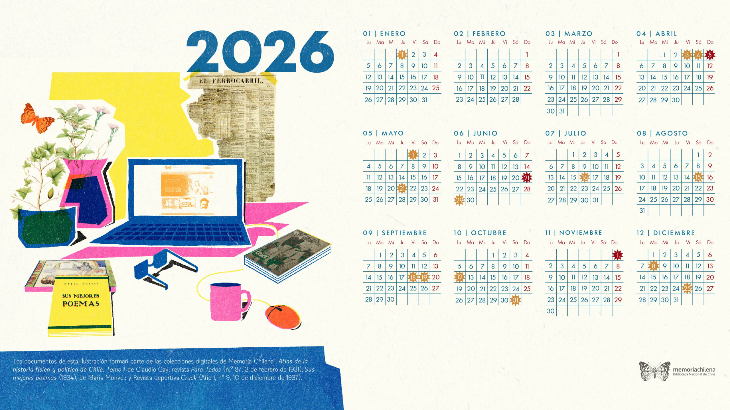 Calendario 2026 De Memoria Chilena: Descárgalo Gratis Para | Calendario 2026 Chile Con Feriados
