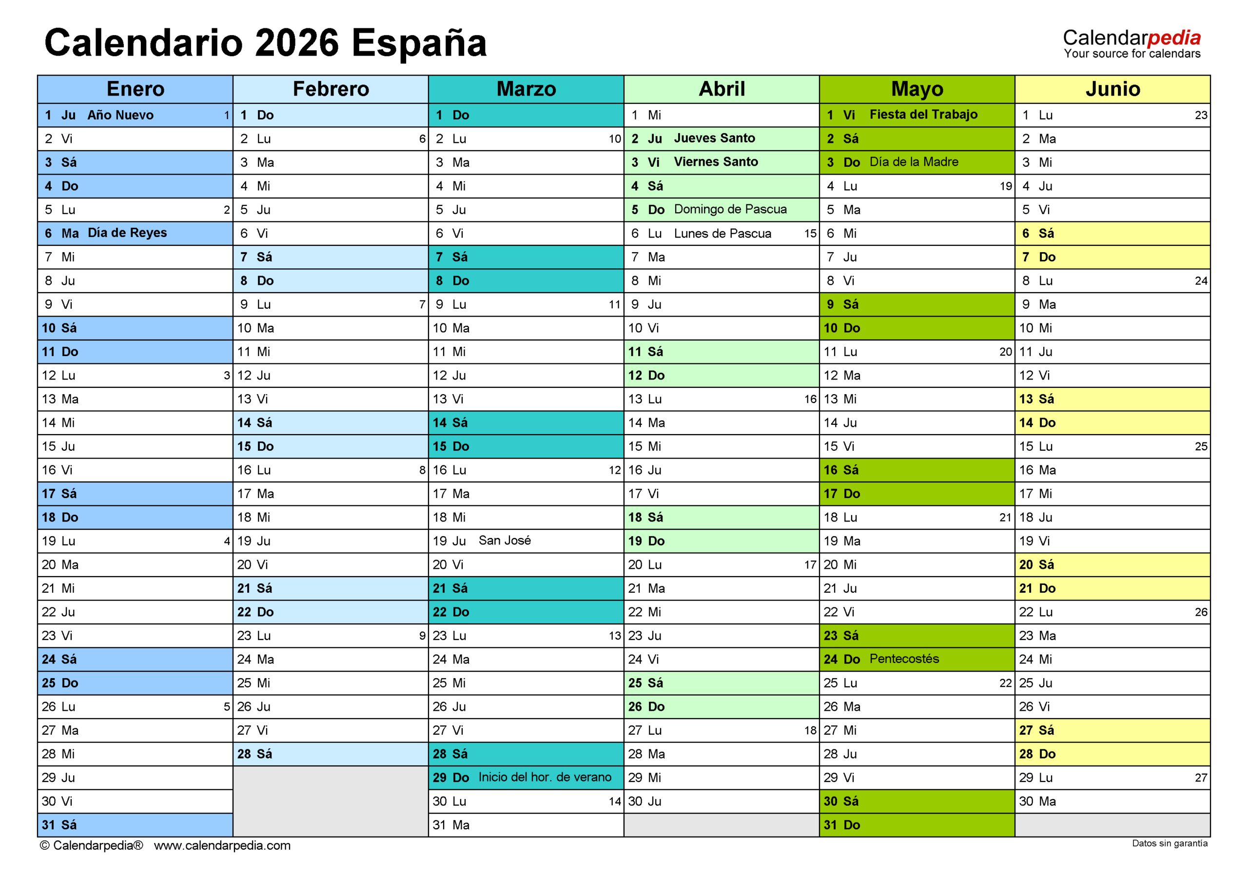 Calendario 2026 En Pdf, Excel Y Word | Calendarpedia | Plantilla Calendario Laboral 2026