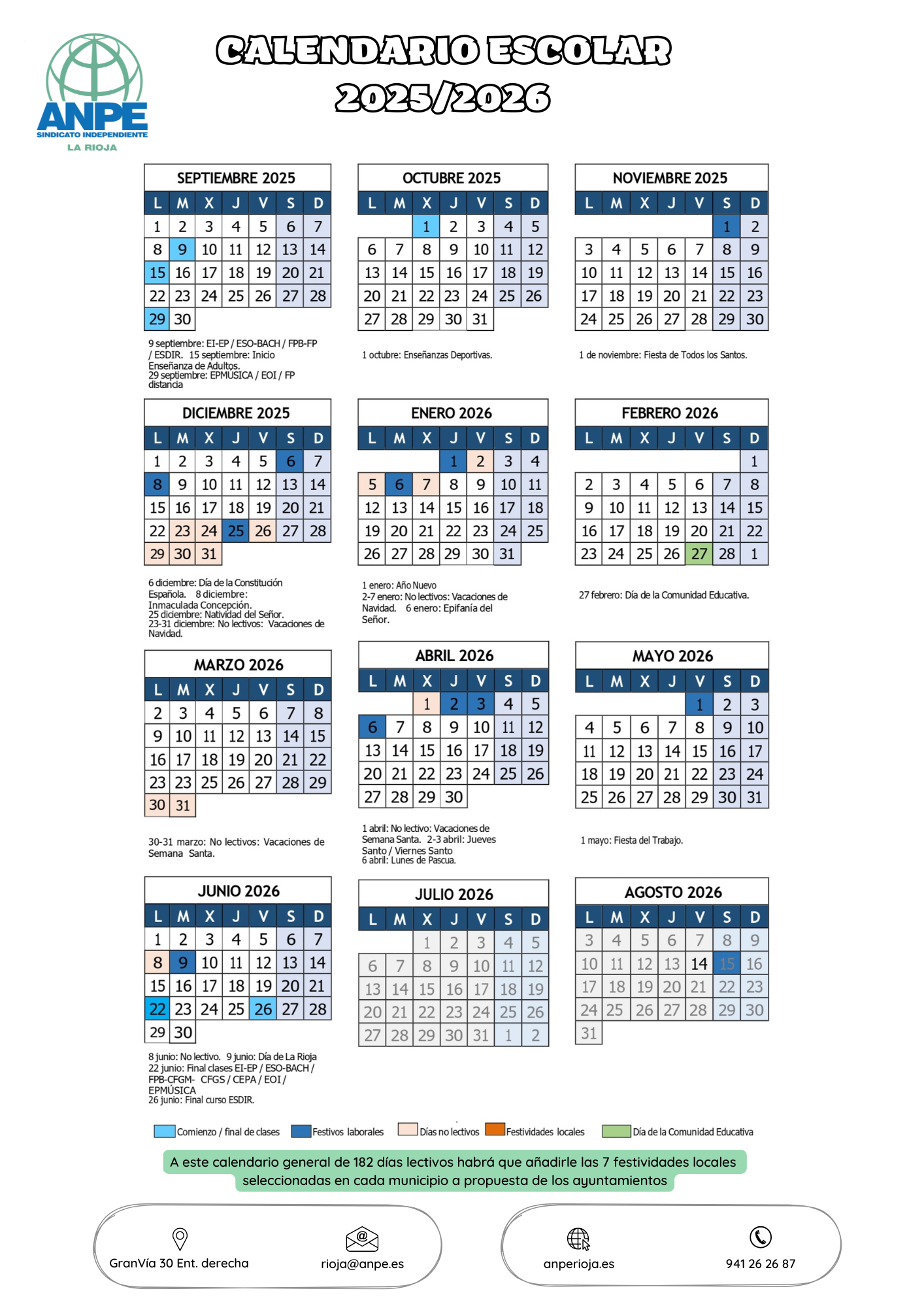 Calendario Académico 2025/2026 | Noticia - | Calendario 2026 La Rioja
