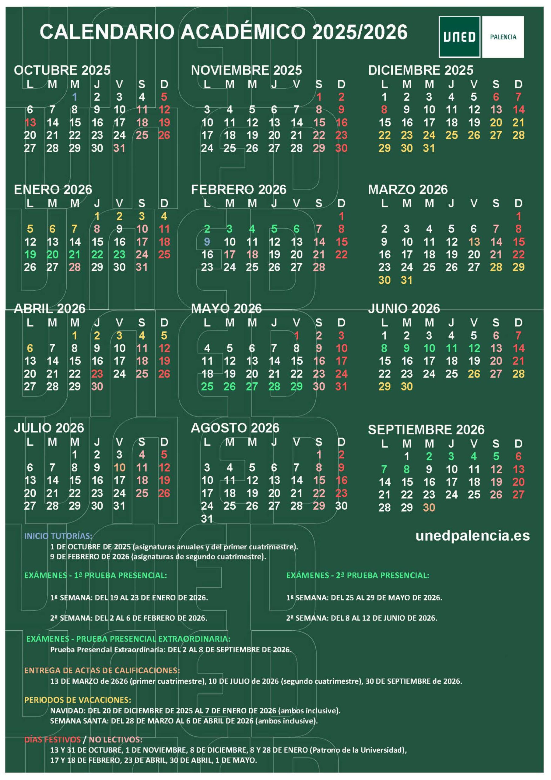 Calendario Académico | Calendario Exámenes UNED 2026