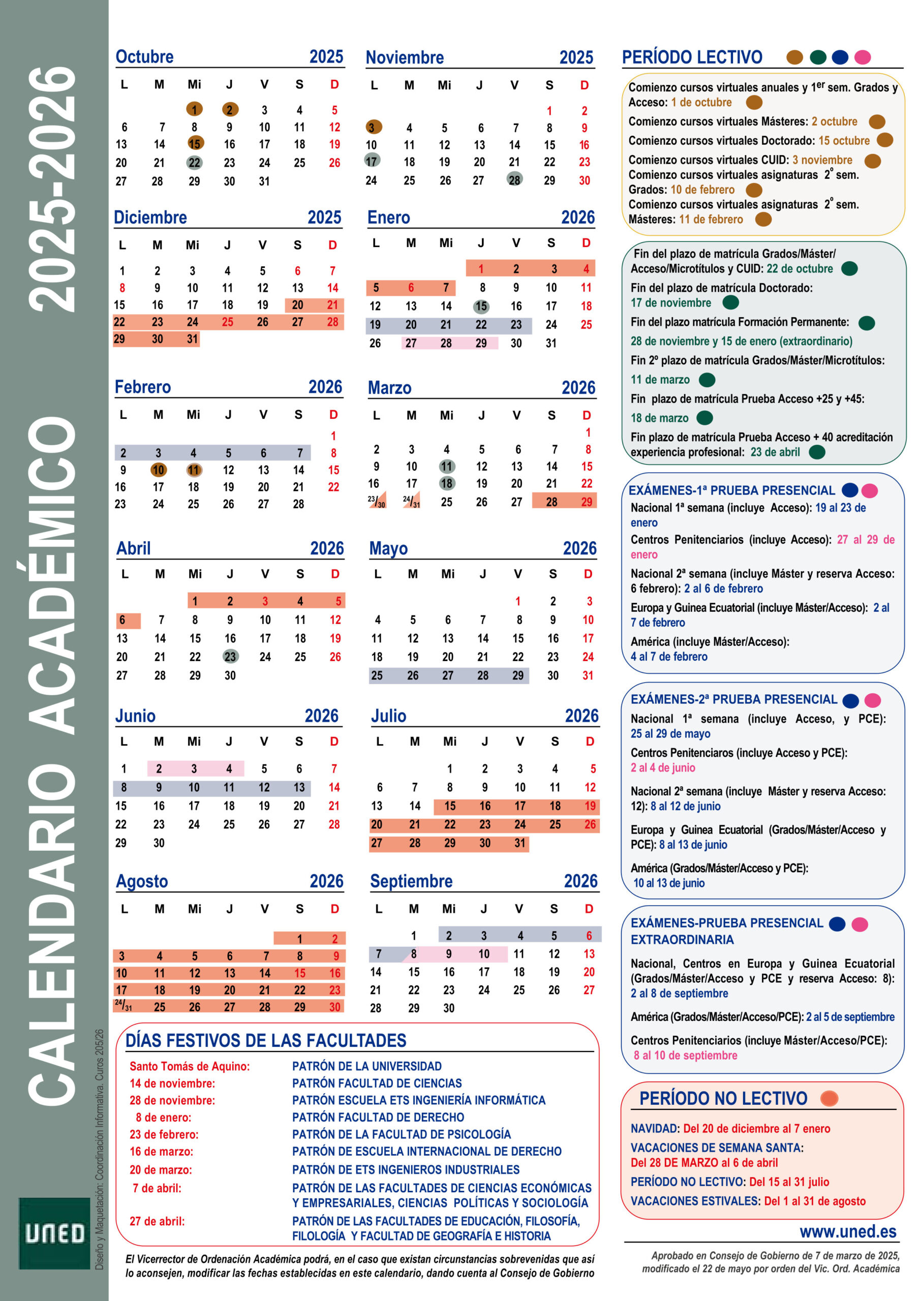 Calendario Académico - Uned Motril | Calendario Exámenes UNED 2026